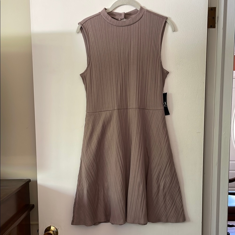 NWT New York & Co 100% Cotton Sleeveless Fit and Flare Ribbed Mini Dress Medium